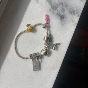 Silver Charm Bracelet with Tropical Accents